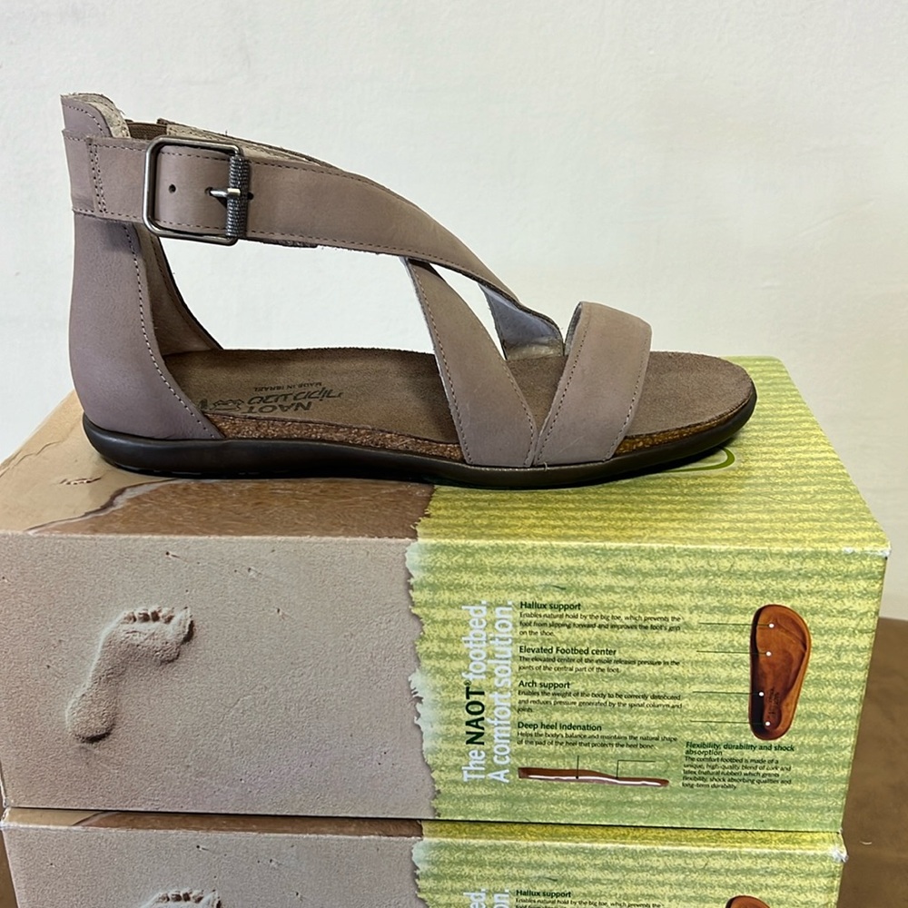NAOT Rianna high top leather sandal . New in box. Cork and leather footbed